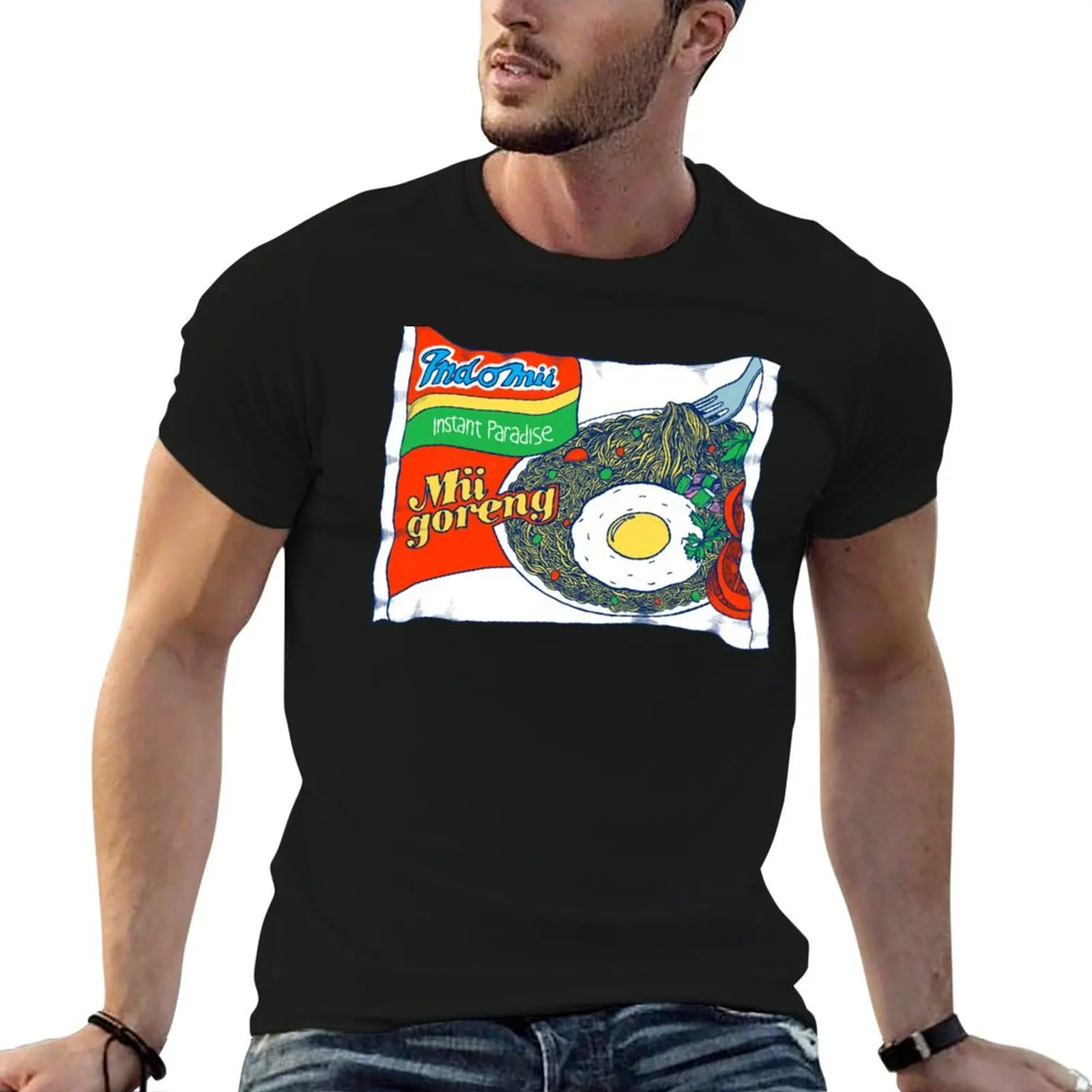 Camiseta Indomii Goreng Instant Noodle, camiseta informal básica de manga corta