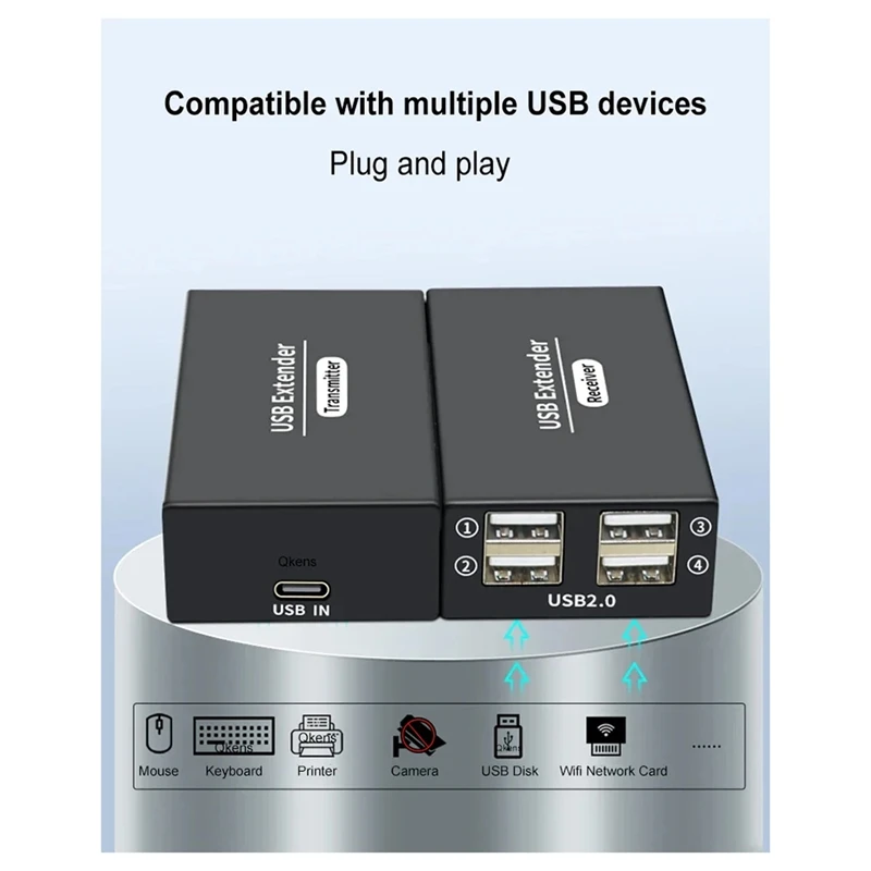 A35Q-120M 4 Poorten USB Extender Over Ethernet RJ45 Cat6 Kabel Hub Adapter Converter Voor Toetsenbord Muis Printer Scanner