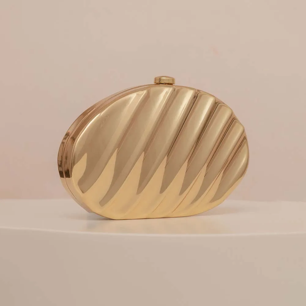 Tas Kotak Besi Bentuk Daun Kerang Genggam Wanita Modis, Tas Selempang dan Clutch Malam Hari Kelas Atas