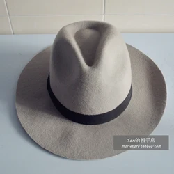 7cm Wool Wide Fedora Felt Bowler Hat ,Women Men Ladies Top Jazz Hat European American Church Cap Vintage Panama Sun Top Hat