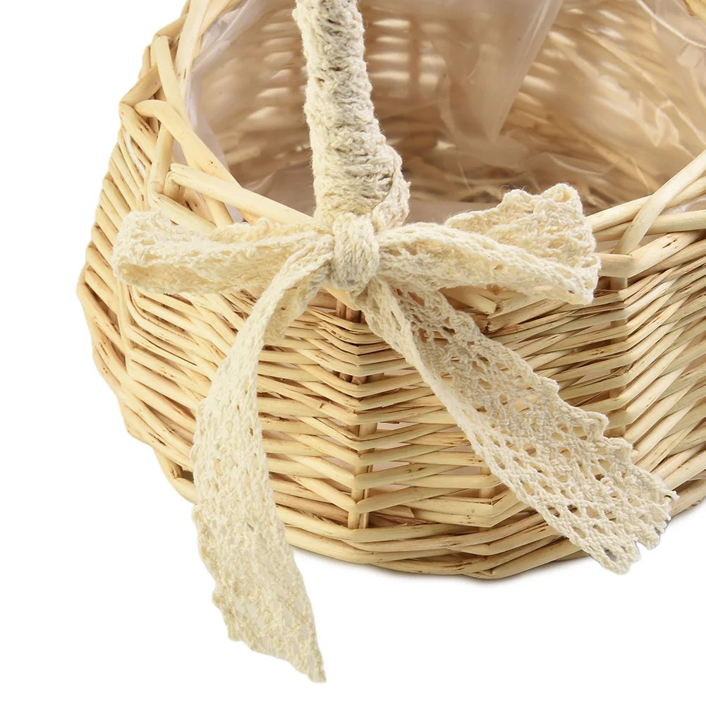Wicker Storage Basket. 3 Size Shopping Basket Storage Flower Flower Pot Food Fresh Rattan Gifts Picnic Round High Quality