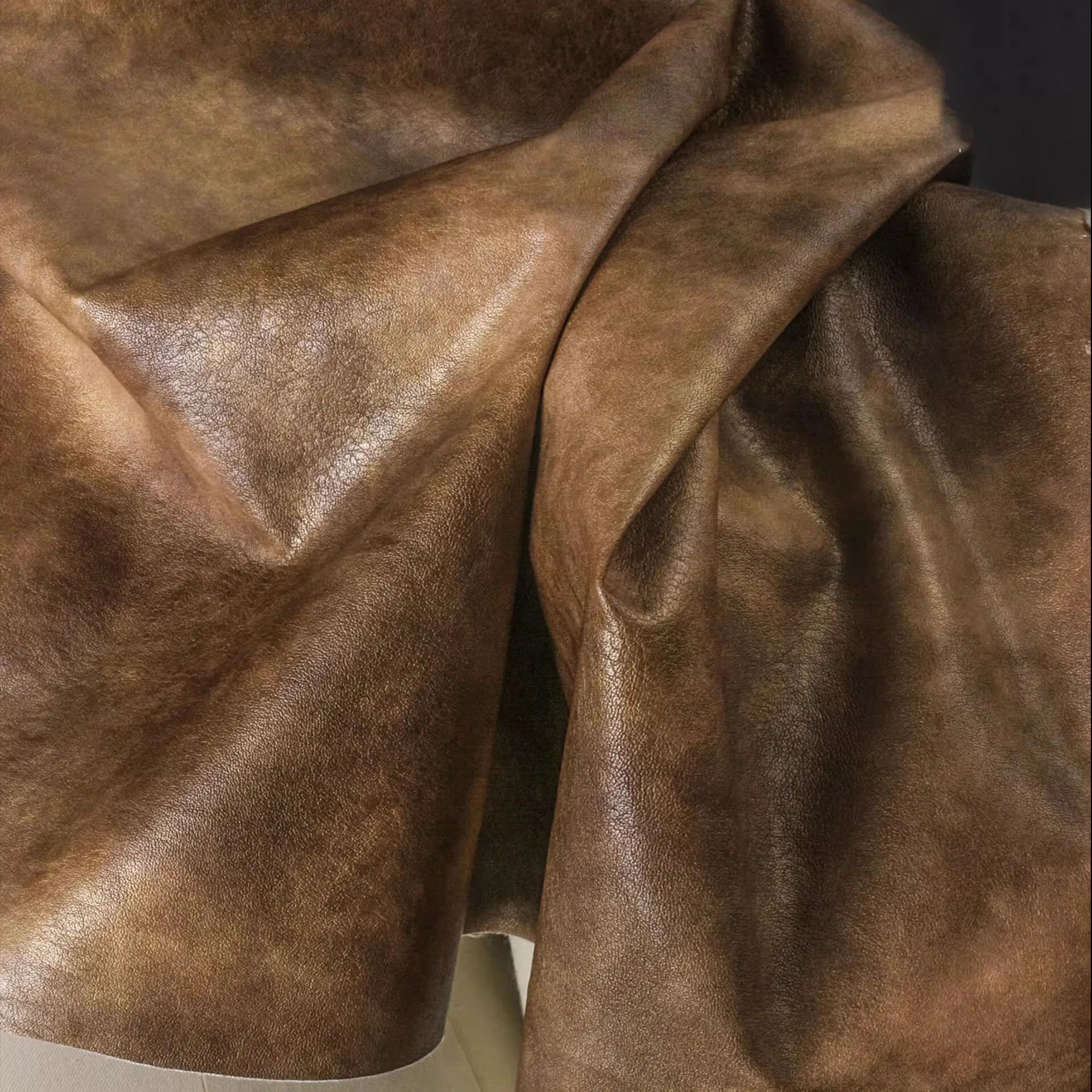 

1yard Yellow brown tie dye leather fabric s for clothing Old rock texture tissu Coat,skirt,DIY bag,designer Fabric