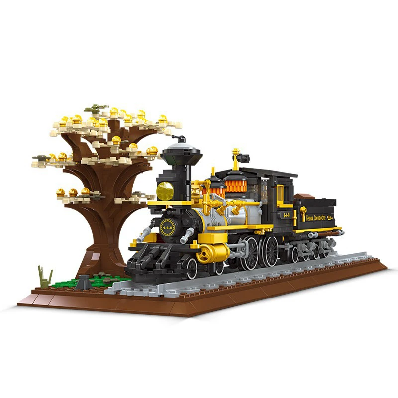 

Technical Classic Genoa Locomotive Building Block Autumn Railway Vehicle Construction Brick Steam Train Toys Collection For Gift