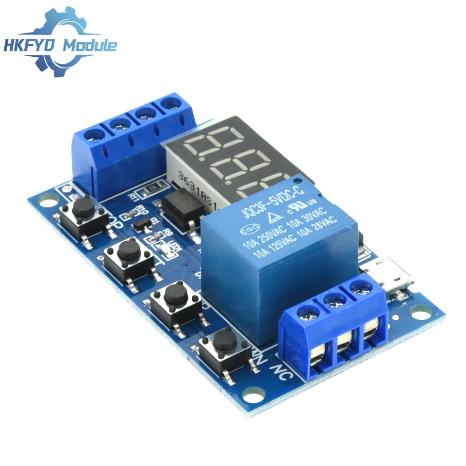 DC 6-30V Support Micro USB 5V LED Display Automation Cycle Delay Timer Switch Off Delay Time Relay 6V 9V 12V 24V