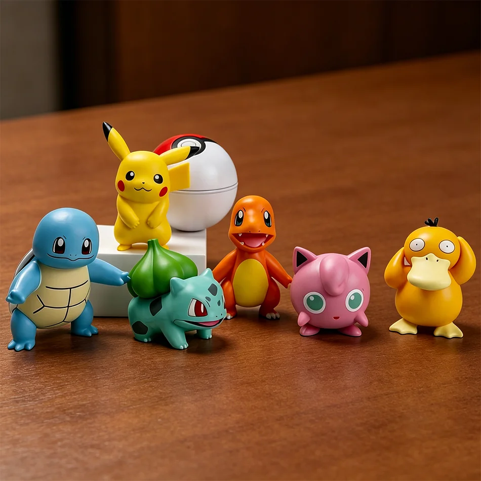[Modelo en Oferta] Figuras de Anime de Pokémon, Juguetes de Charmander, Psyduck y Squirtle, Mini Modelo, Muñecos Coleccionables Lindos, Regalo para Niños