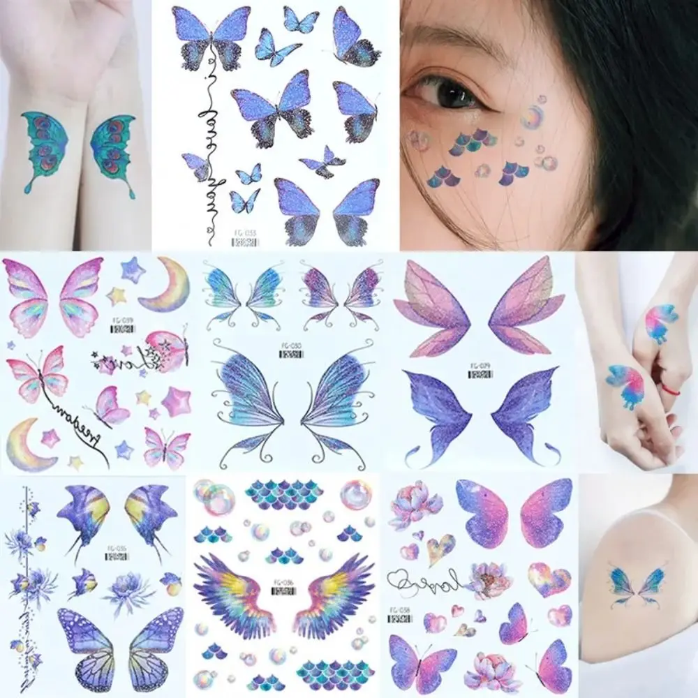 Safe DIY Sparkly Fairy Butterfly Wings Body Art Decoration Waterproof Flowers Tattoo Stickers Tattoo Sticker