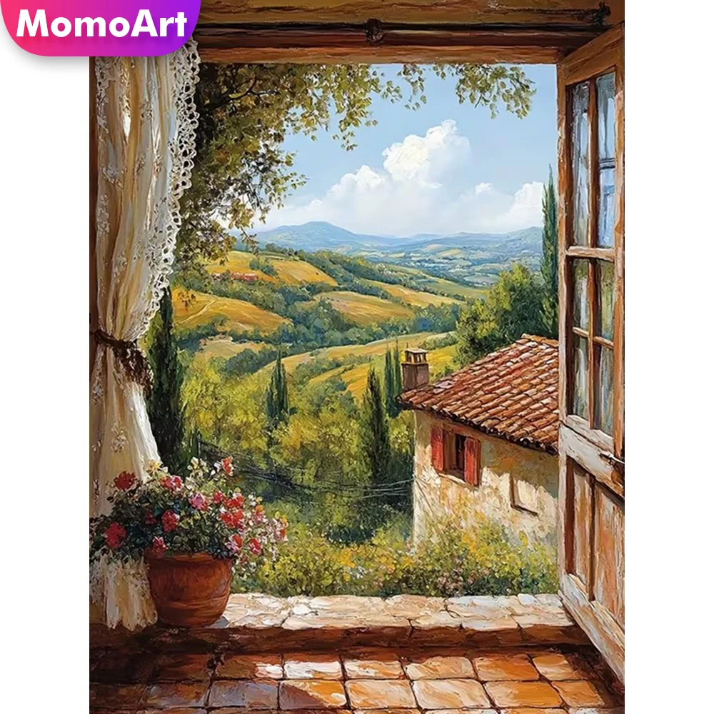 Momoart DIY Diamant-Stickerei Türlandschaftsgemälde Geeignet für Anfänger Diamant-Mosaik Berg-Bastelset Kindergeschenk