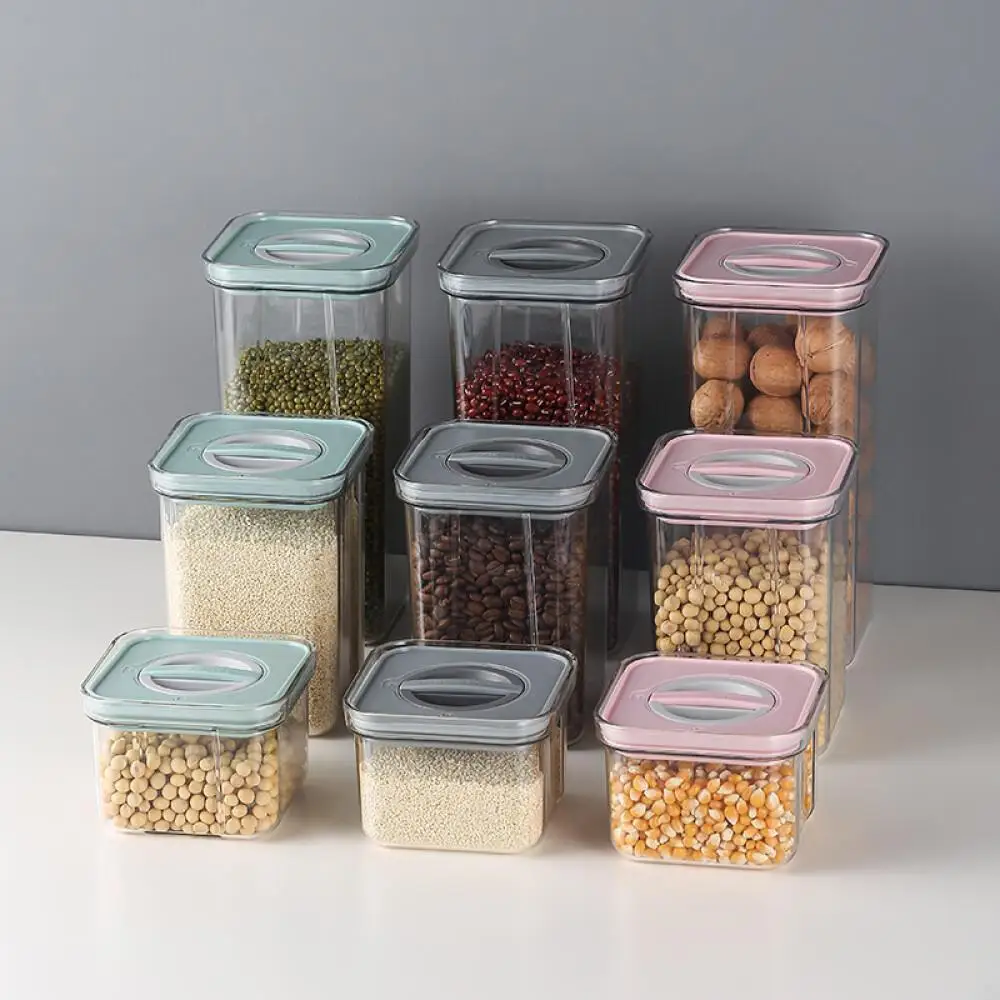 Transparent Rotating Plastic Sealed Food Grade PET Tank Kitchen Grain Storage Container Vessel Canister Wholesale Price