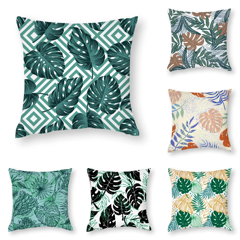 

Tropical Monstera Pattern Pillow Case 3D Print Polyester Fiber 45*45 cm Home Sofa Throw Pillow Cover Decoration Festival Gift
