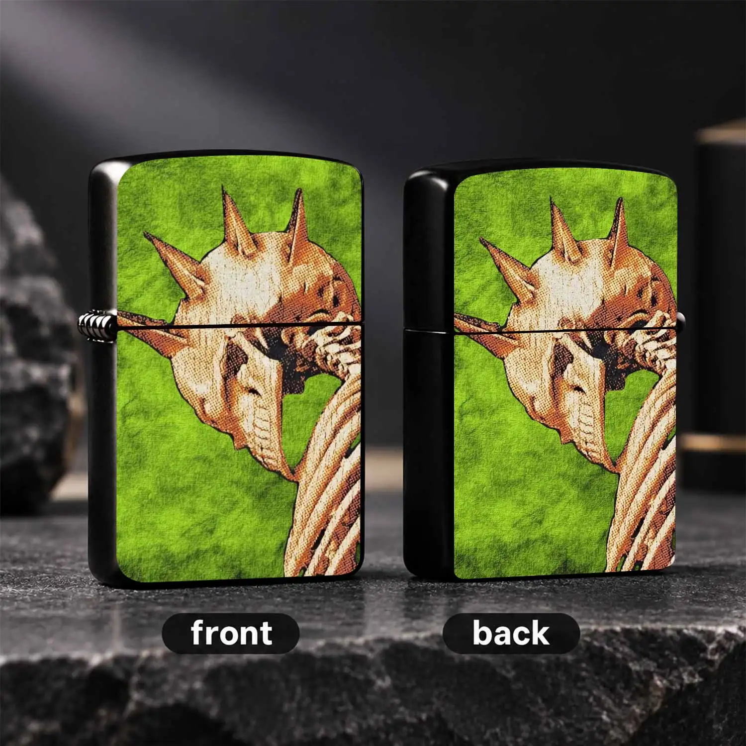 Retro Spiked Skeleton Themed Portable Lighter, Stylish Vintage Art Printed Decor, Practical Daily Carry Item, Perfect for Camping, Home, Multi-scene Use, Unique Vibe Creative Gift for Friends A Humorous And Interesting Lighter