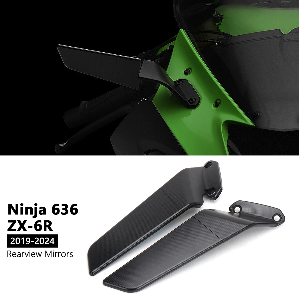 New Motorcycle Mirror CNC Wind Wing Adjustable Rotating Rearview Mirror For Kawasaki Ninja 636 ZX6R ZX 6R ZX-6R 2019 - 2024