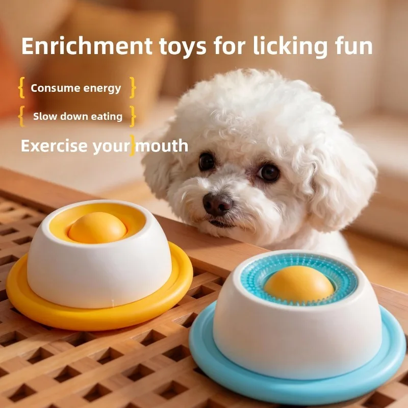 Pet Slow Lick Feeding Bowl Anti-anxiety Interactive Licking Plate Non-slip Base Dog Cat Snack Feeder Bowl Textured Surface