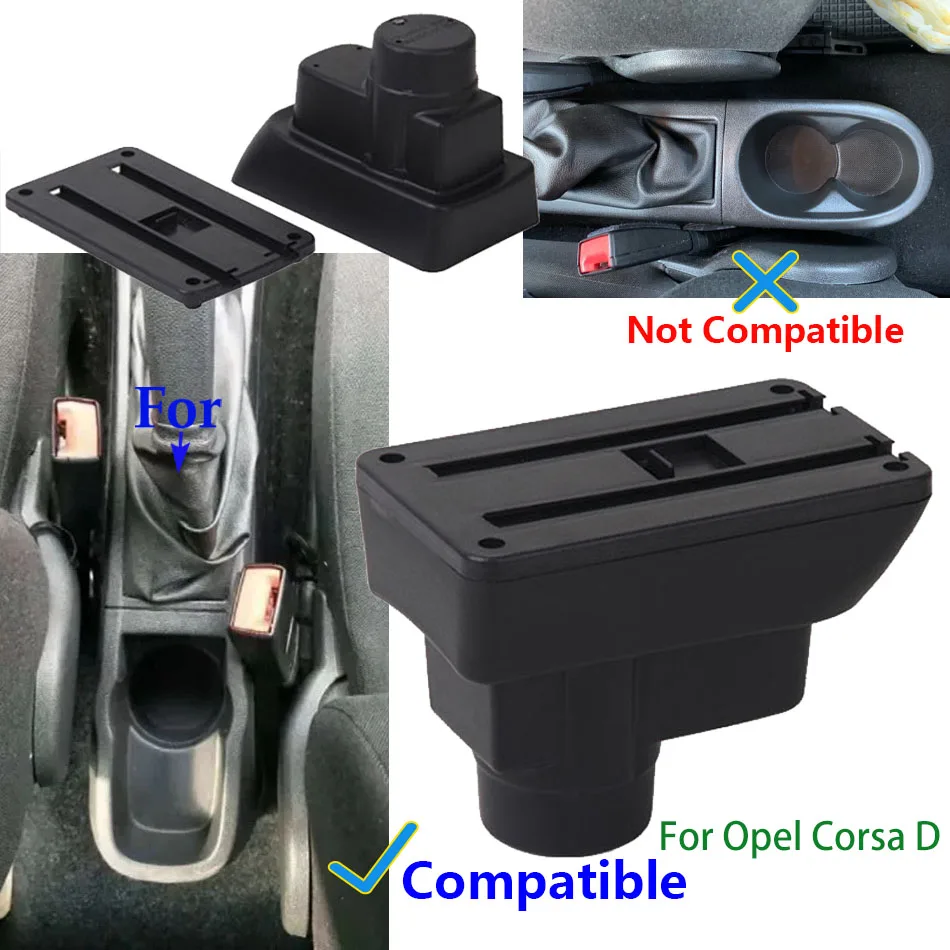 For Opel Corsa D Armrest box For Opel Corsa Car armrest Auto Storage Box Arm Bracing heighten Interior Details Car accessories