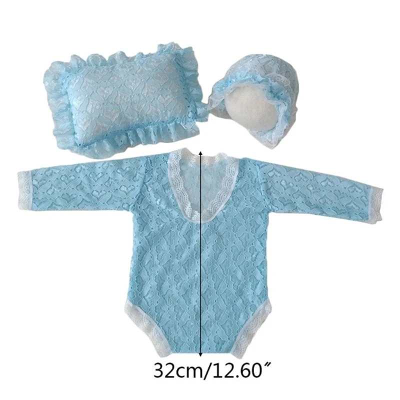 Ensemble de Chapeau Torsadé et d'Oreiller pour Bébé, Accessoires de Photographie pour Nouveau-né, Bonnet pour la Tête, Kit de Coussin