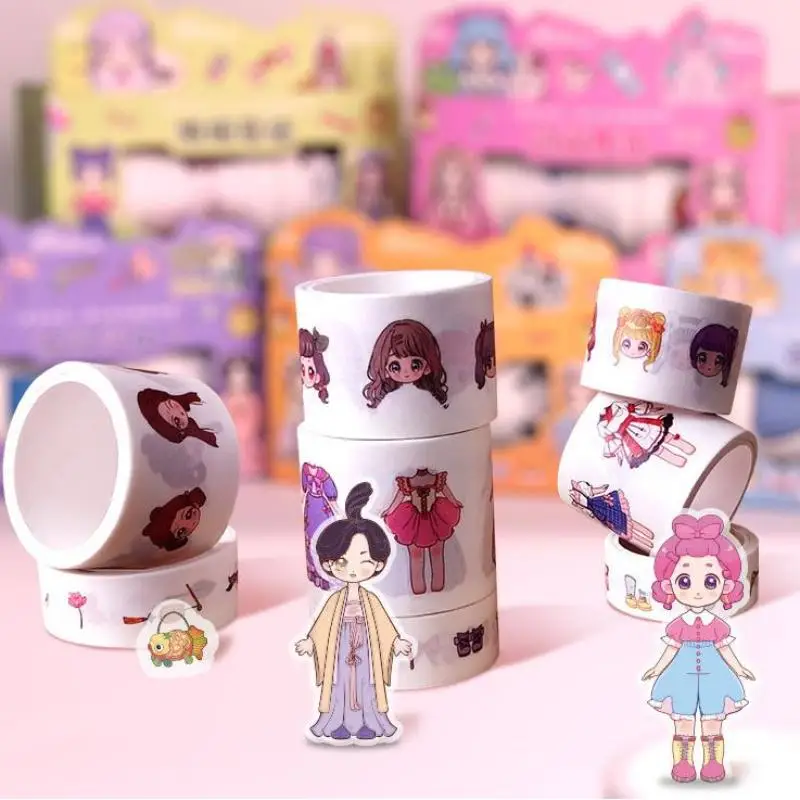 لطيف الأميرة اللباس ملصق مضاد للمياه فتاة الكرتون اشي الشريط مجموعة كتيب الأطفال شخصية لاصقة تزيين #1