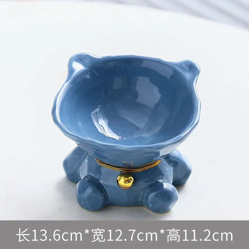 Cat Bowl Ceramic Bowl Pet Feeding Drinking Bowl Cat Drinking Rice Basin Protection Neck Cone Anti-overturning Cat Food Basin