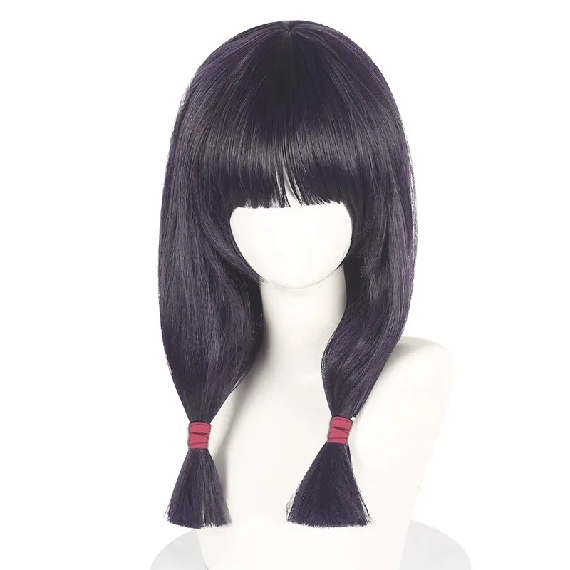 Curse The Spirit Iori Utahime Cosplay Wig Dark Purple Synthetic Medium Long Double Braids Wig Anime Coser Cute Girl Wig Party