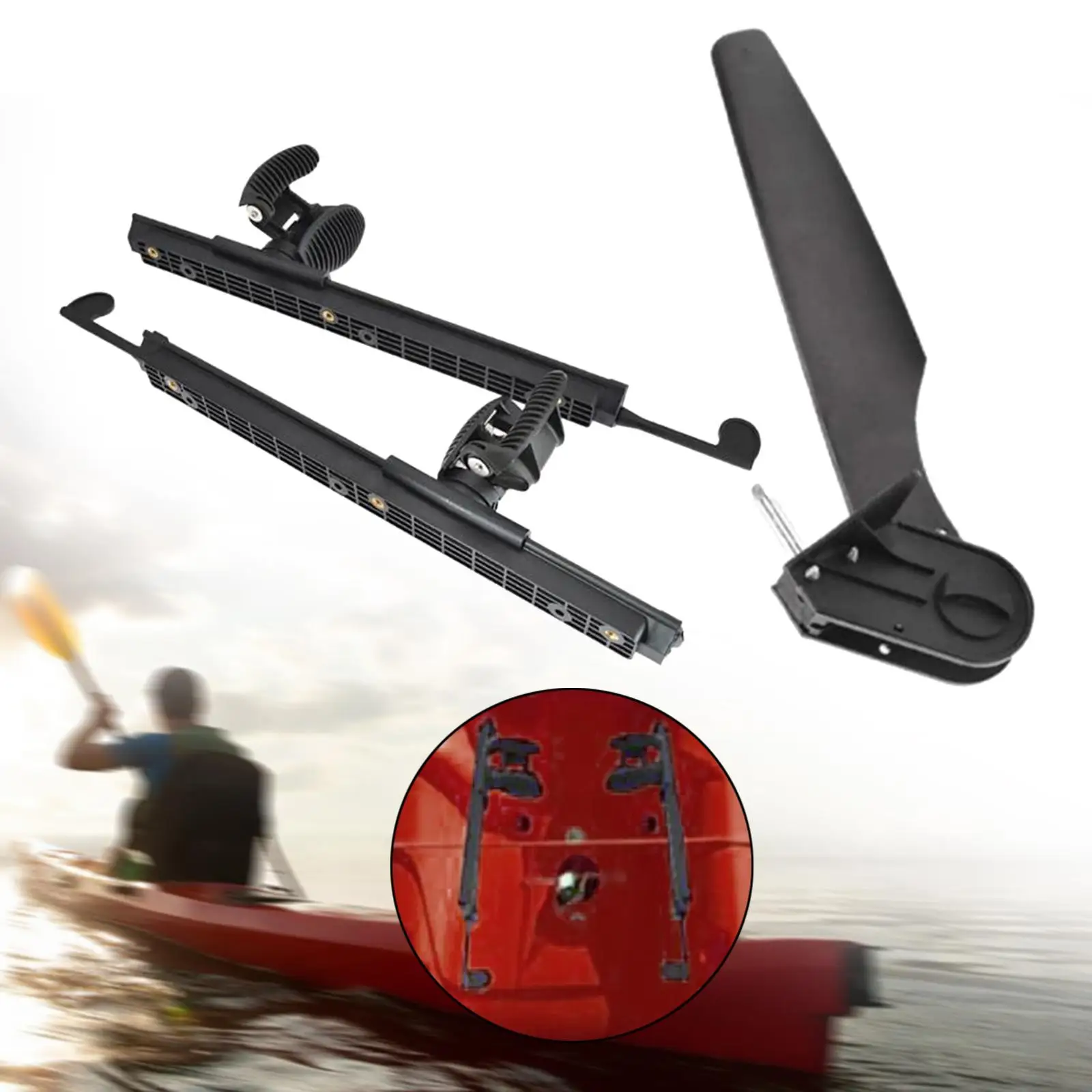 Kayak Rudder with Foot Brace Pedals Fixation Direction Control for Sea Kayaks Canoe Sailing Boat Angling Boat Marine Accessories