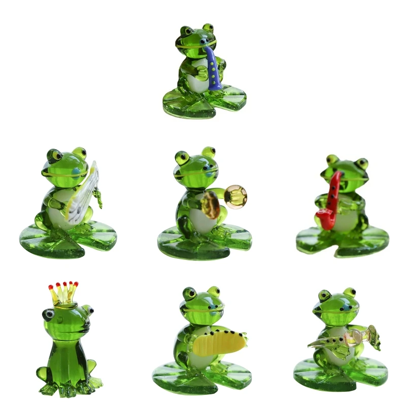 2024 New Hand Blown Art Glass Frog Figurines Animals Collection Dollhouse Miniature Garden Home Decoration Table Ornament Gifts