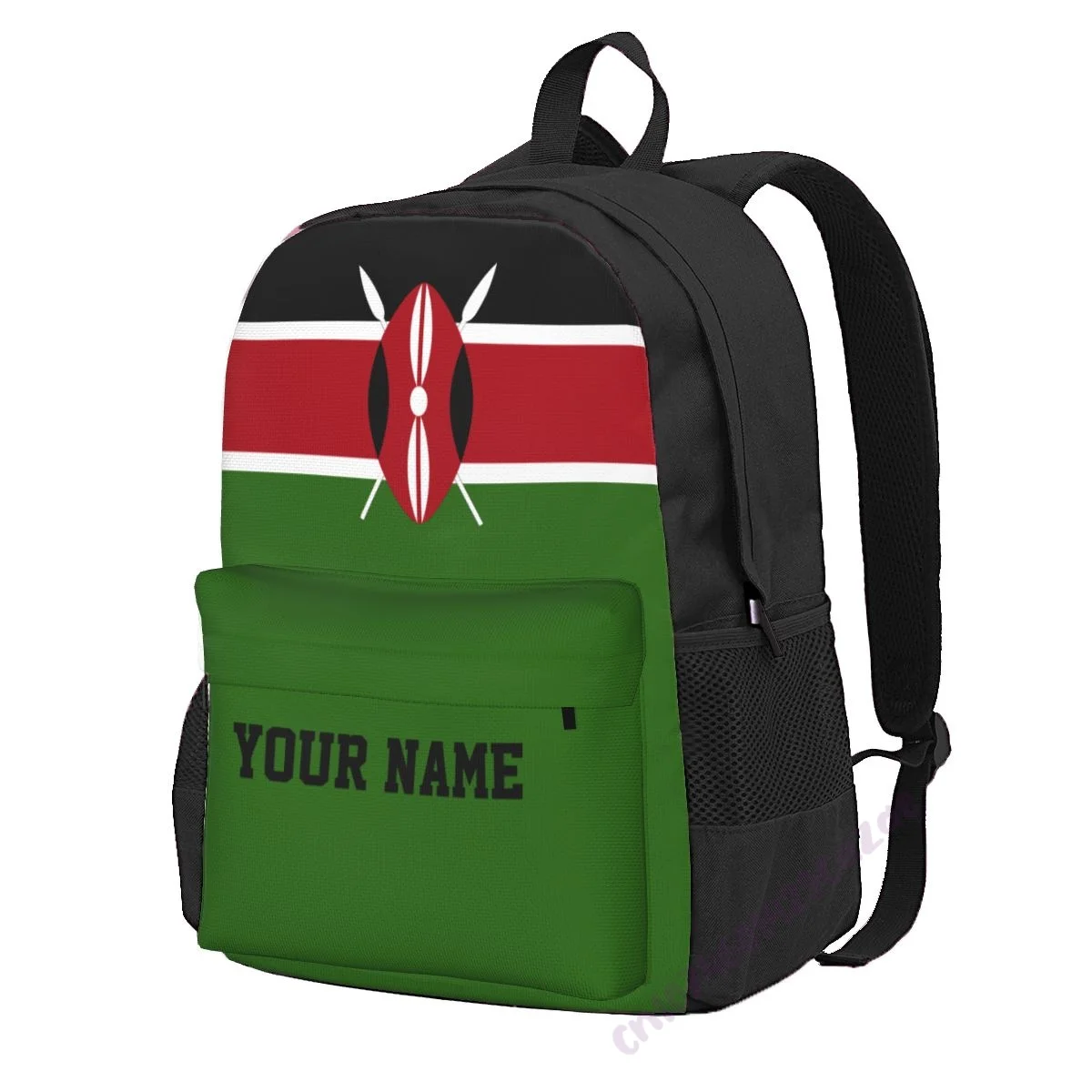 Custom Name Kenya Flag Polyester Backpack For Men Women Travel Bag Casual Students Hiking Travel Camping