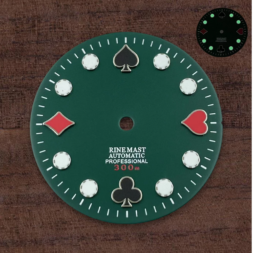 28.5 มม.S โลโก้ Dial เหมาะสําหรับ NH35/NH36/4R/7S ญี่ปุ่นอัตโนมัติสีเขียวส่องสว่างนาฬิกาการปรับเปลี่ยนอุปกรณ์เสริม