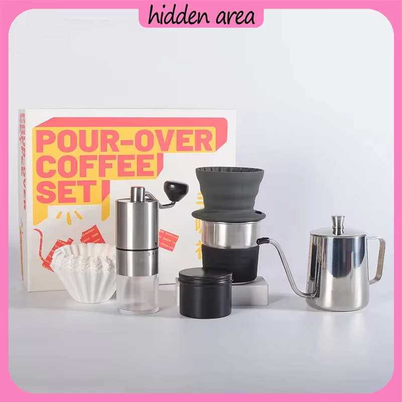 

Hand Brewed Coffee Machine Set, Creative Home Cake Cup, Coffee Pot, Hand Grinder Filter Cup, Complete Gift Set