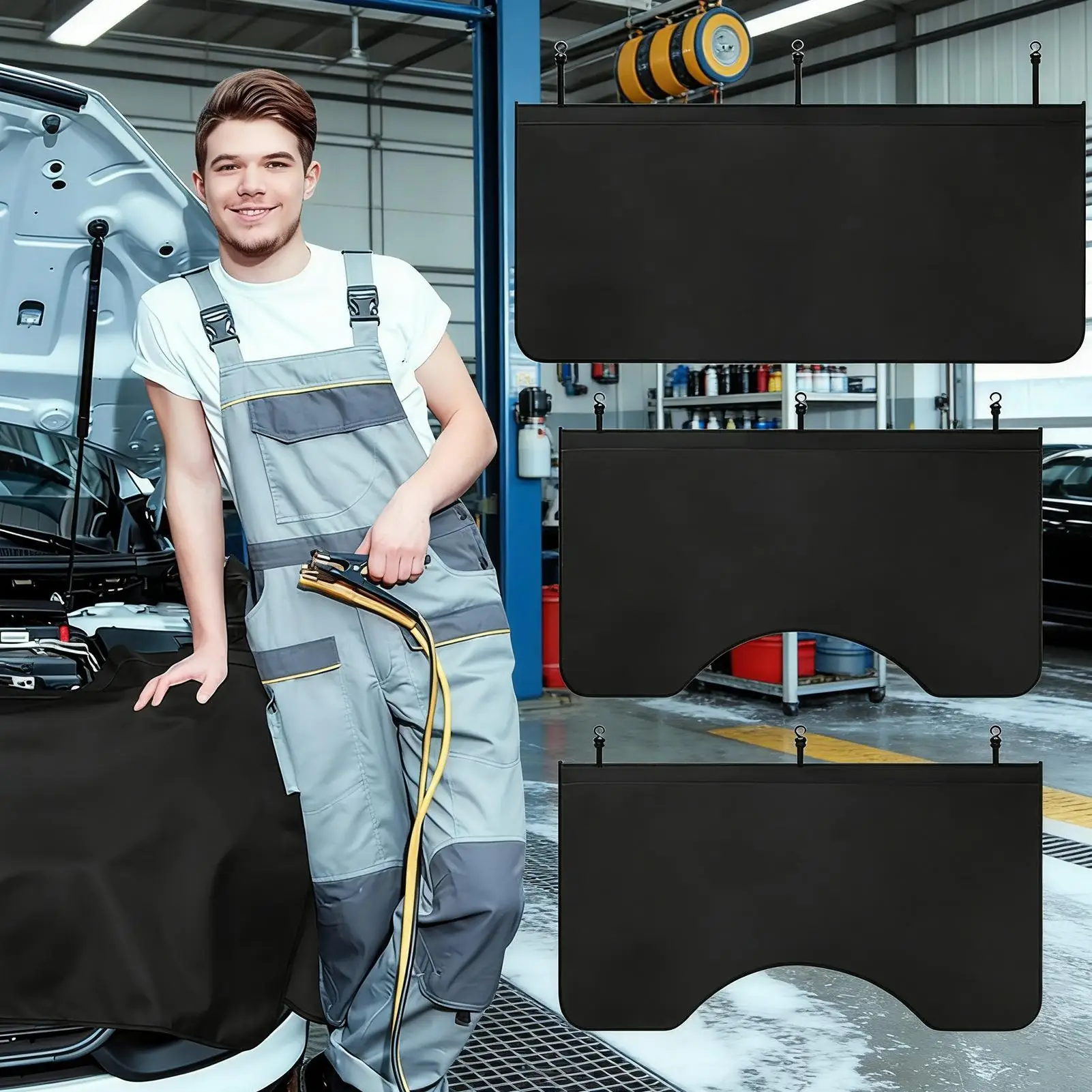 

Car Mudguard Covers 3Pcs/set PU Leather Leather Fenders Body Protective Cloth Washable For Auto Repair And Maintenance