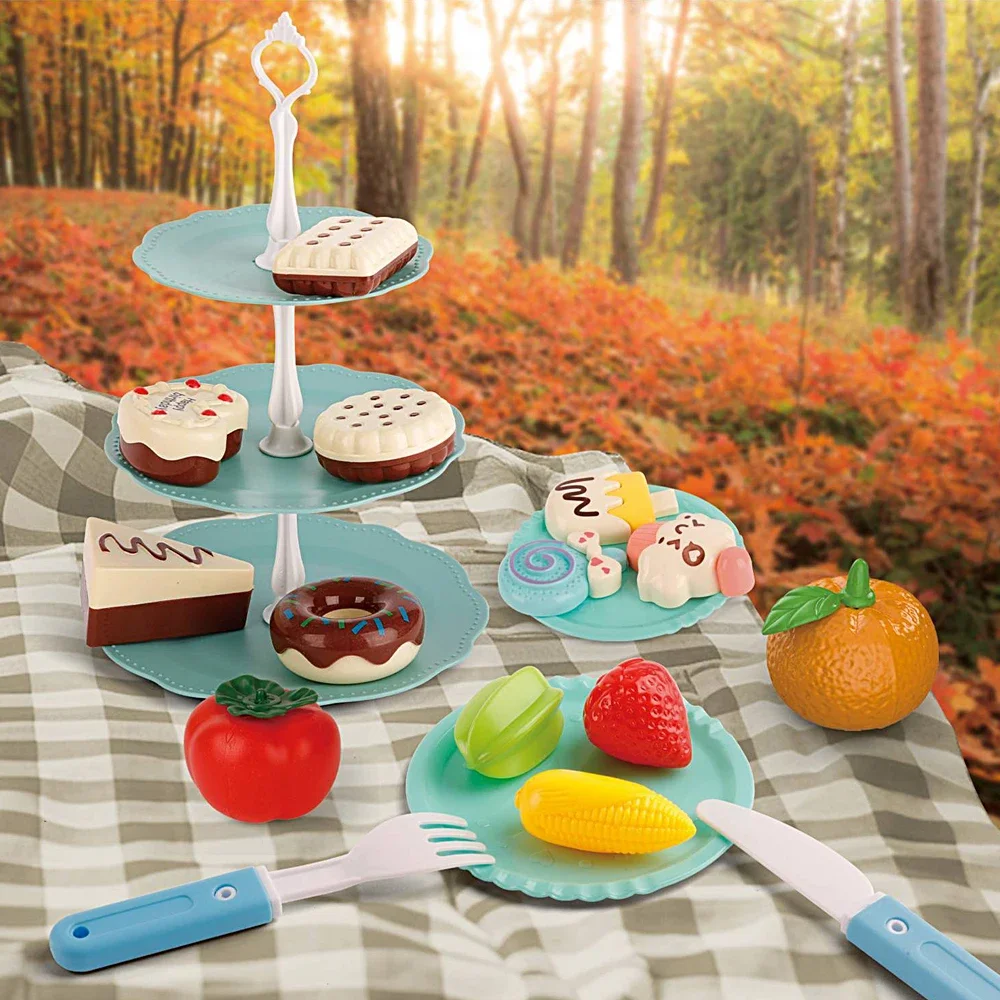 Equipo de acampada al aire libre, juguetes, juego de juguetes de Picnic para niños y niñas, juego de Picnic, juegos de comida, cocina, juguetes para jugar a las casitas, regalo para niños