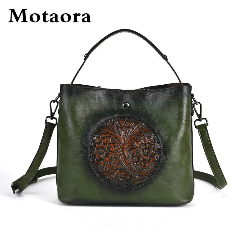 

MOTAORA New Vintage Women's Shoulder Bag Embossed PU Leather Crossbody Bucket Bag, Mother's Handbag Purse Design Ladies Gift
