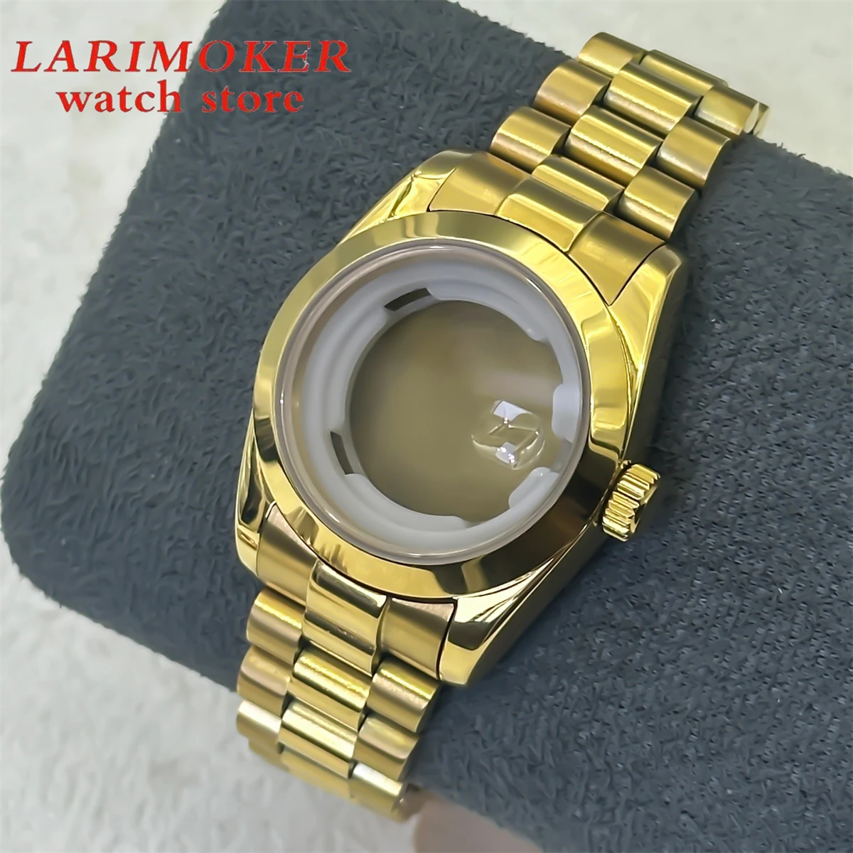 BLIGER-caja de reloj para mujer, caja de acero inoxidable de oro rosa, lupa, cristal de zafiro plano, accesorios de modificación de reloj