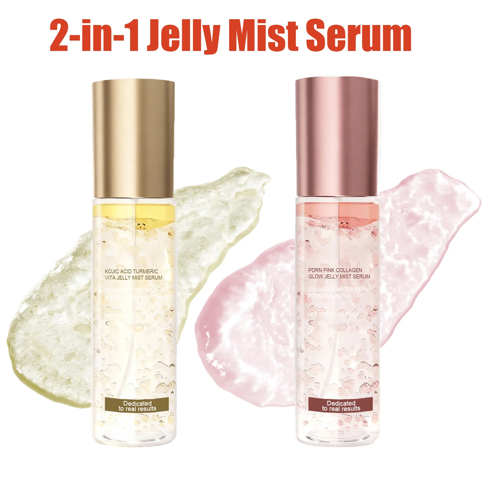 Spray Facial Hidratante y Reafirmante Jelly Mist Serum, Set de Cuidado Facial con Ácido Hialurónico y Colágeno para una Piel Suave e Hidratada
