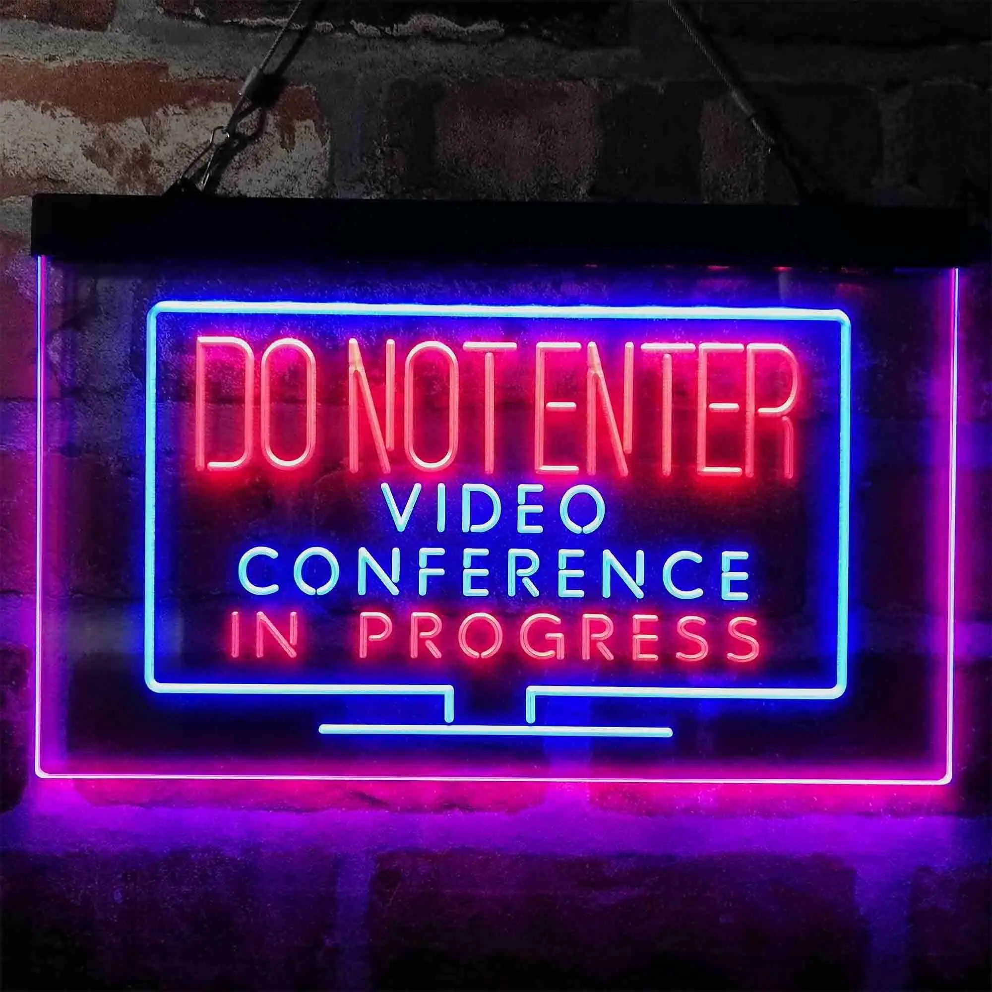 Video Conference in Progress Do Not Enter Work from Home Dual Color Led Neon Sign st6-i4020