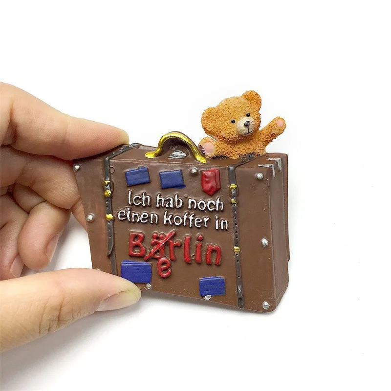 

Germany Berlin Creative Handbag Cute Bear Magnetic Fridge Magnet High Aesthetic3dExquisite Home Decorations