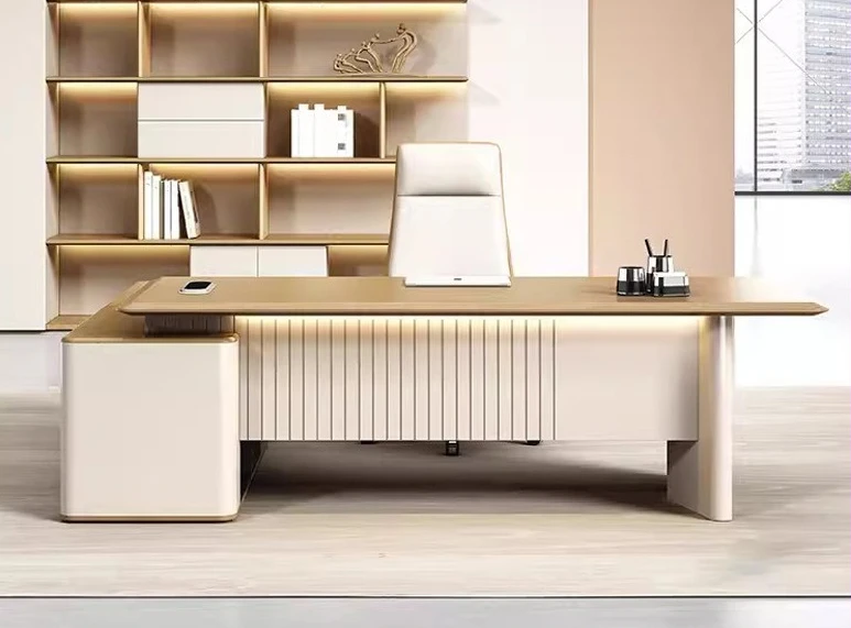 High-end business manager table simple modern office president table supervisor table with light new model
