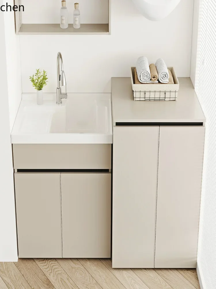 YFY Space Aluminum Laundry Cabinet with Pulsator Flip Cover Washing Companion Integrated Cabinet