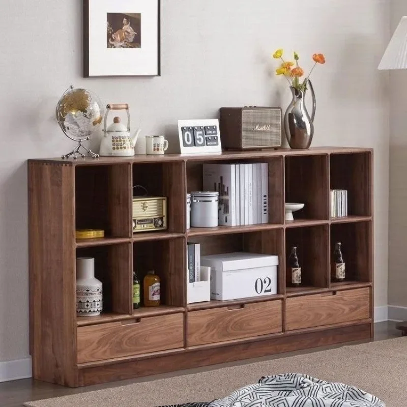 

%*l forSolid wood bookcase combined cabinet storage bookshelf small apartment household TV cabinet grid