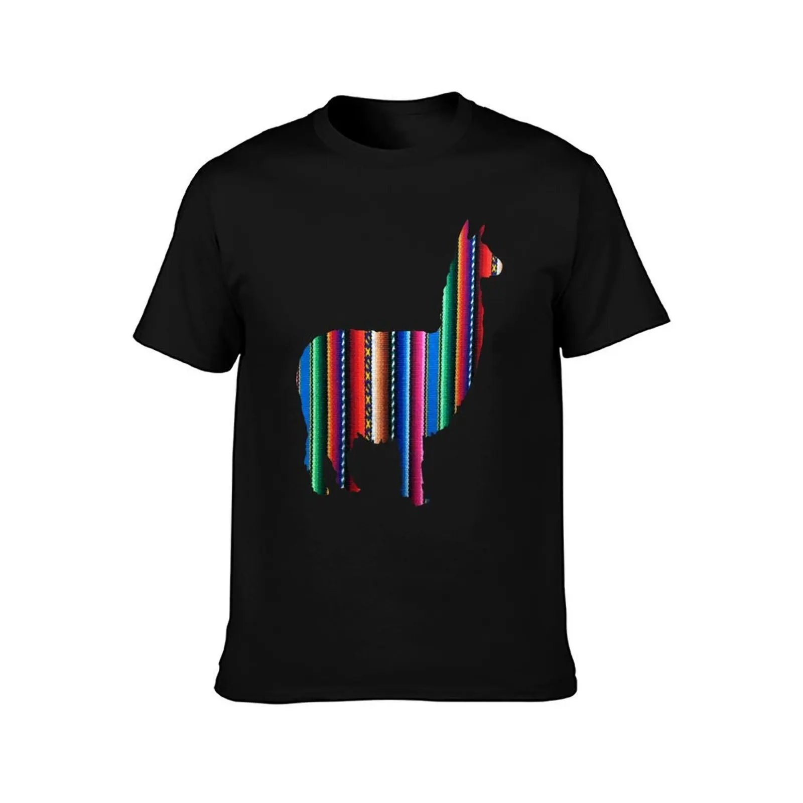 Llama Textile Design Inca Ink Original South American Inca Textile BG T-Shirt, Summer Casual Cotton Tee, Vintage Graphic Print