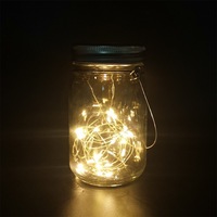 Solar Mason Jar Lights 20 LED Waterproof Fairy Firefly Jar Lid with Handles Lights For Patio Garden Wedding Decoration