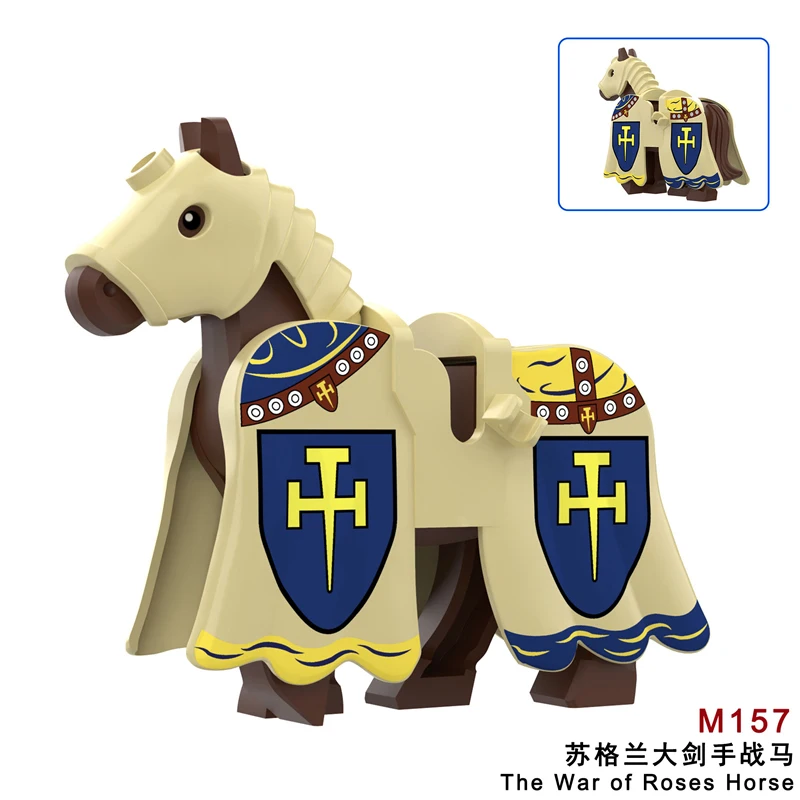 Medieval knight accessories medieval rose war soldiers warhorses mounts vests saddles assembling building blocks toys M151-162