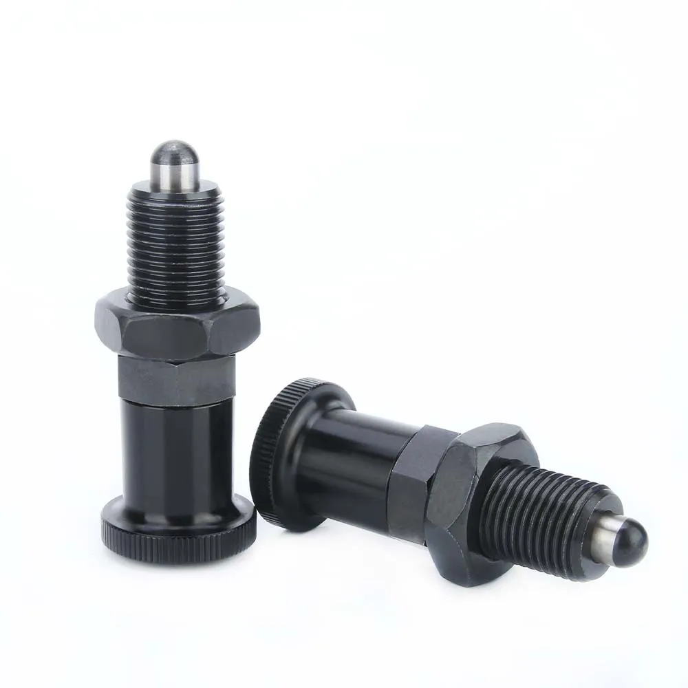 

M5-16 Aluminum Knob Carbon Steel Self-Locking Body Black Oxide Fine Threads Indexing Plungers Spherical Shape Pin With Nuts