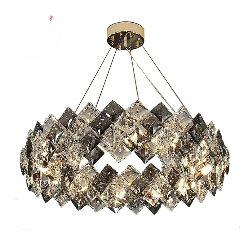 

Nordic Gold LED Crystal Chandelier For Living Room Bedroom Hotel Villa Round Hanging Lamps Ceiling Home Furniture Hot Sale