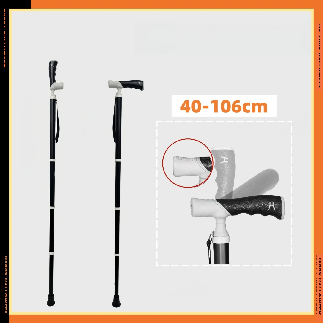 

Dual Use Walking Stick with Adjustable Handle Titanium Aluminum Retractable Trekking Poles Telescopic Cane Crutch Elderly Man