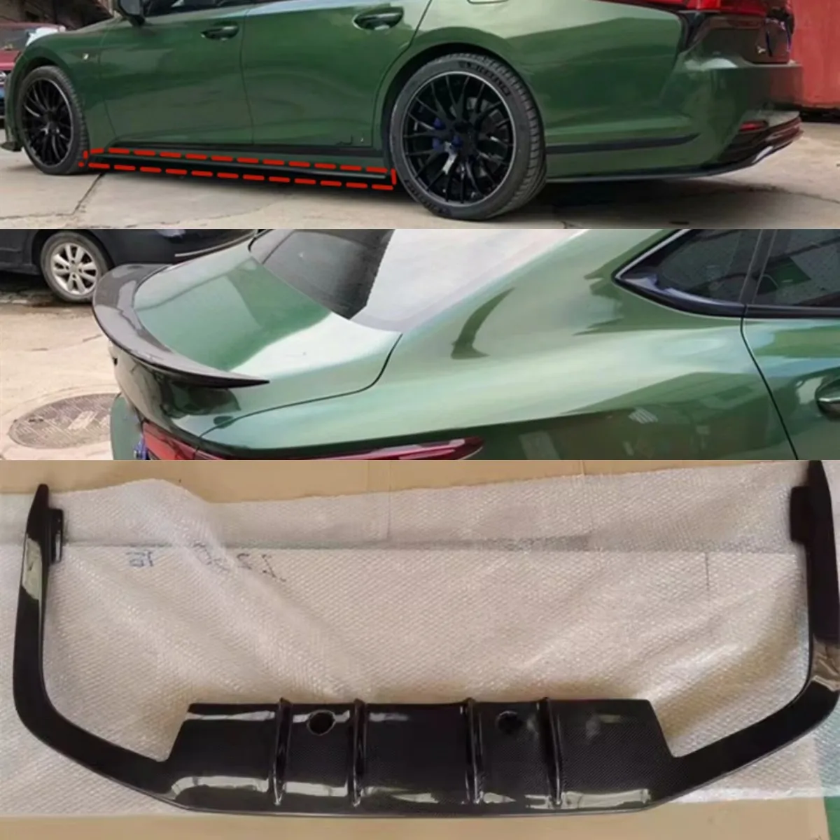 Carbon Fiber Car Rear Lip Side Skirt Tail Wing Assembly For Lexus LS350 LS500H Modified Auto Accessories