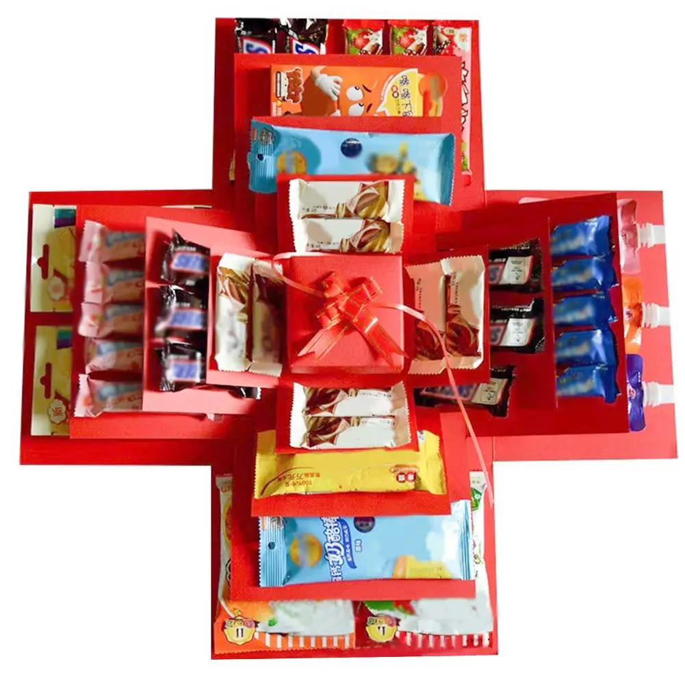 Caja de regalo de explosión creativa DIY de 5 capas, crea varios regalos usted mismo, un misterioso regalo hecho a sí mismo para fiesta de cumpleaños y Navidad