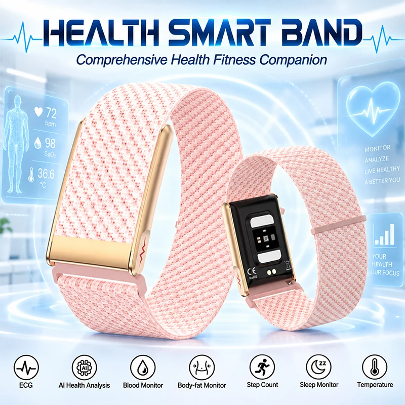 Al Screen-Free Smart Band ECG AI Health Analysis Heart Rate Sleep Sleep Monitor 24/7 Monitoring BT Call Reminder Smart Watch