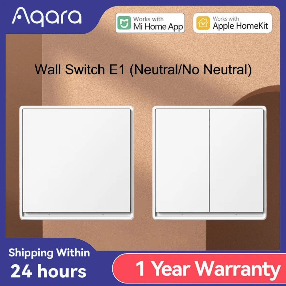 Original Aqara Wall Switch E1 Version Smart Wireless Key Zigbee 3.0 Light Switch Wire With/No Neutral For Xiaomi Home Homekt APP