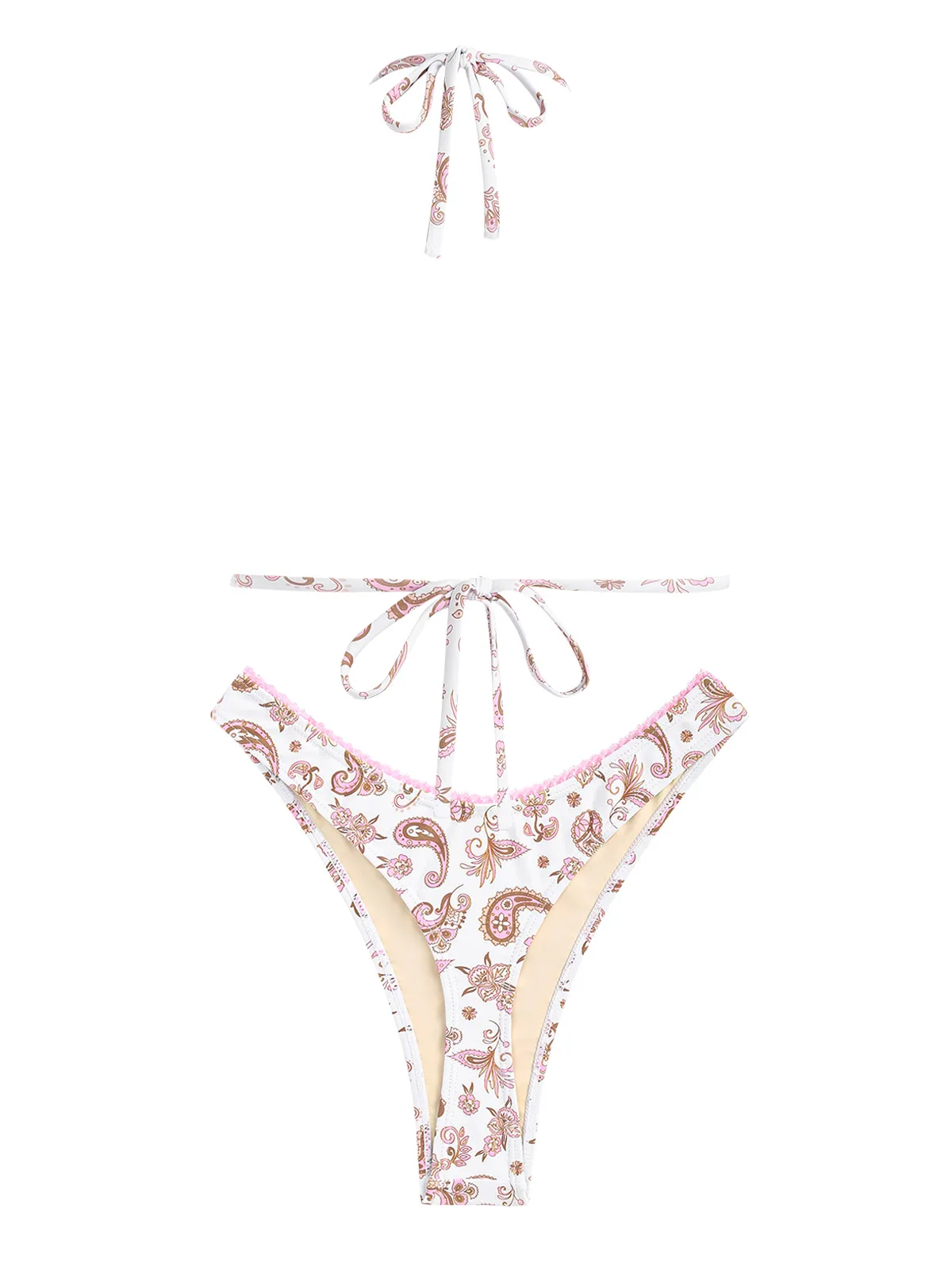 Damski strój kąpielowy Paisley Floral Triangle Thong Bikini Set