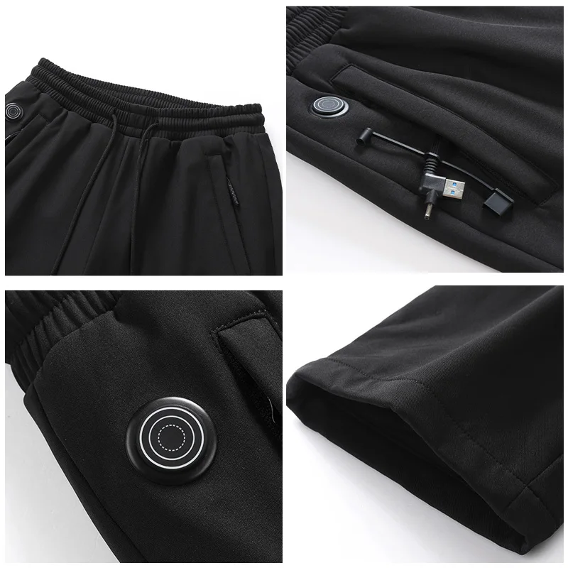 Pantalones calefactables de 12 áreas para hombres y mujeres, pantalones autocalentables eléctricos USB para senderismo al aire libre, pantalones calefactables para nieve, pantalones calefactores