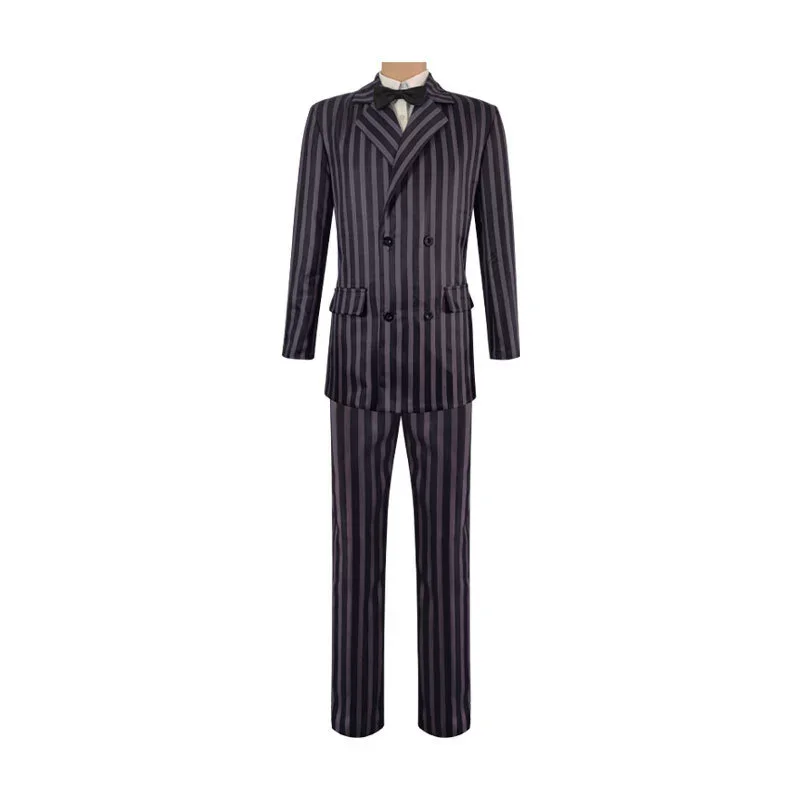 Wednesday Gomez Addams Cosplay Addams Family Halloween costume Show piece Striped suit set Gothic Family Men halloween costume