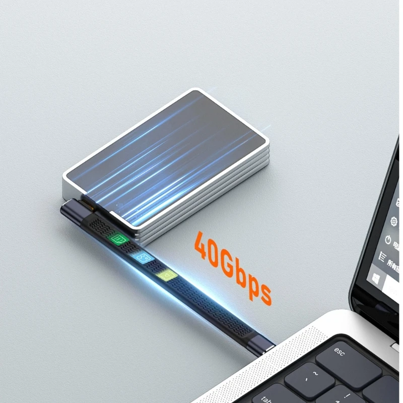 Flexible USB C Sync Cable 240W Fast 40Gbps Fast Speed Data Transfer Soft Silicone for Portable Use